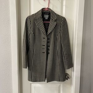 Anne Taylor Peacoat. Beautiful chocolate brown and tan cream polka dot.